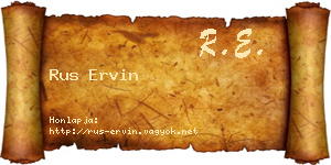 Rus Ervin névjegykártya